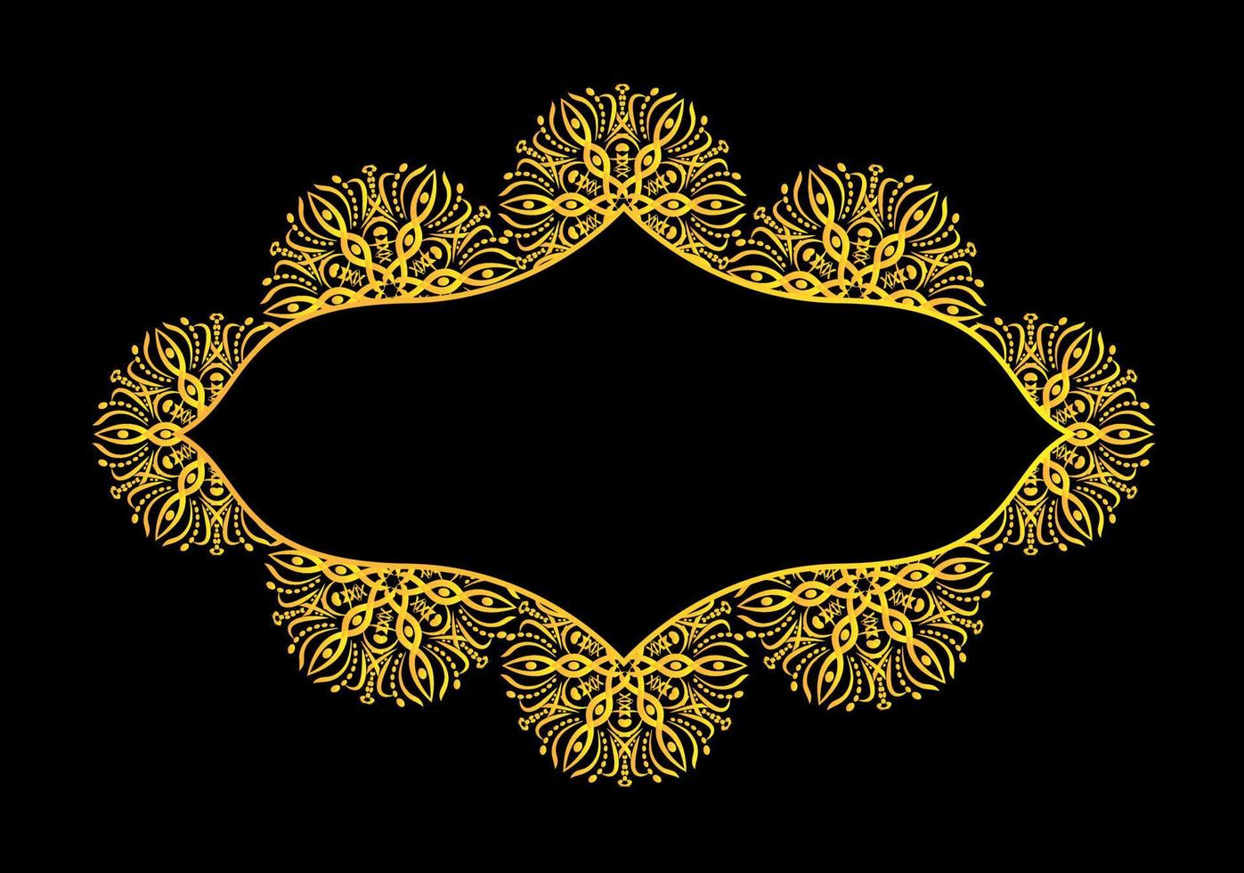 Gold frame with oriental ornament on black background. vector