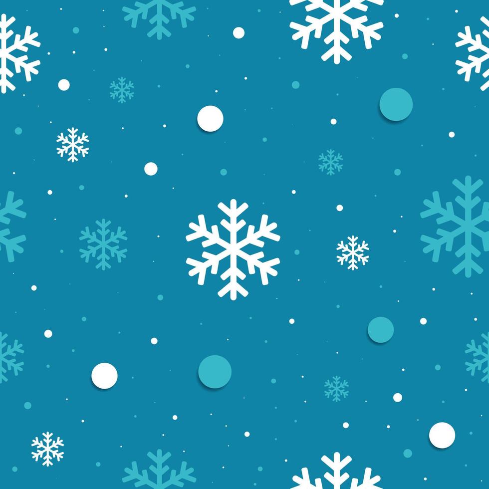 patrón impecable con copos de nieve en colores azul y blanco. diseño de año nuevo y navidad. vector