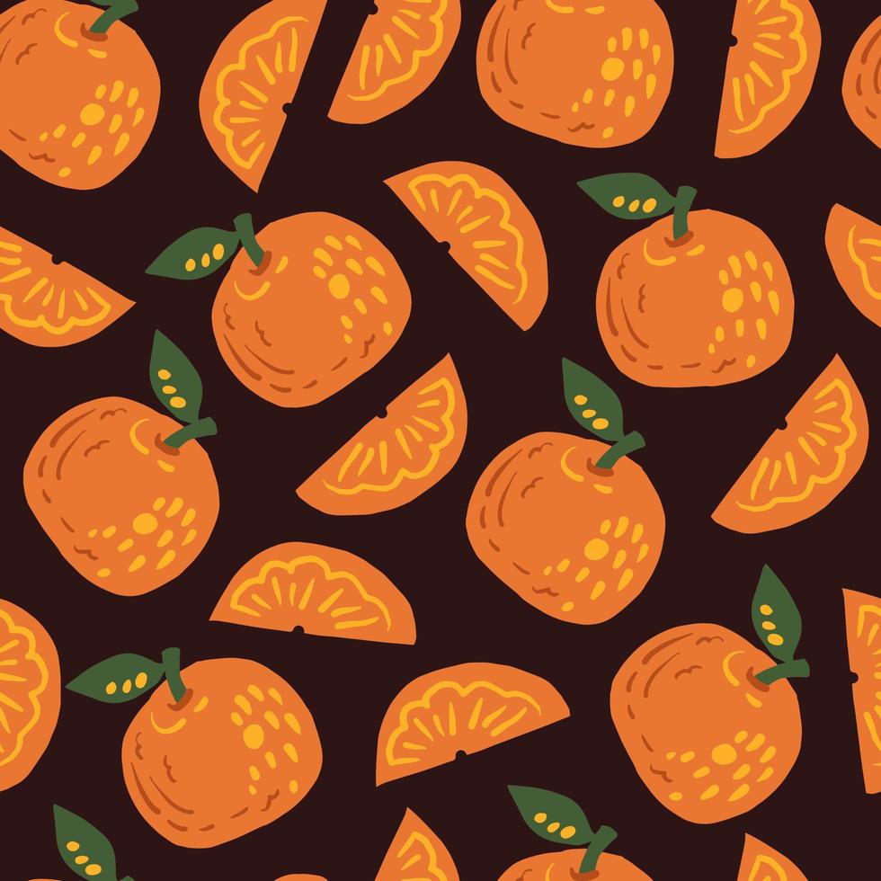 Vector seamless pattern with hand drawn oranges