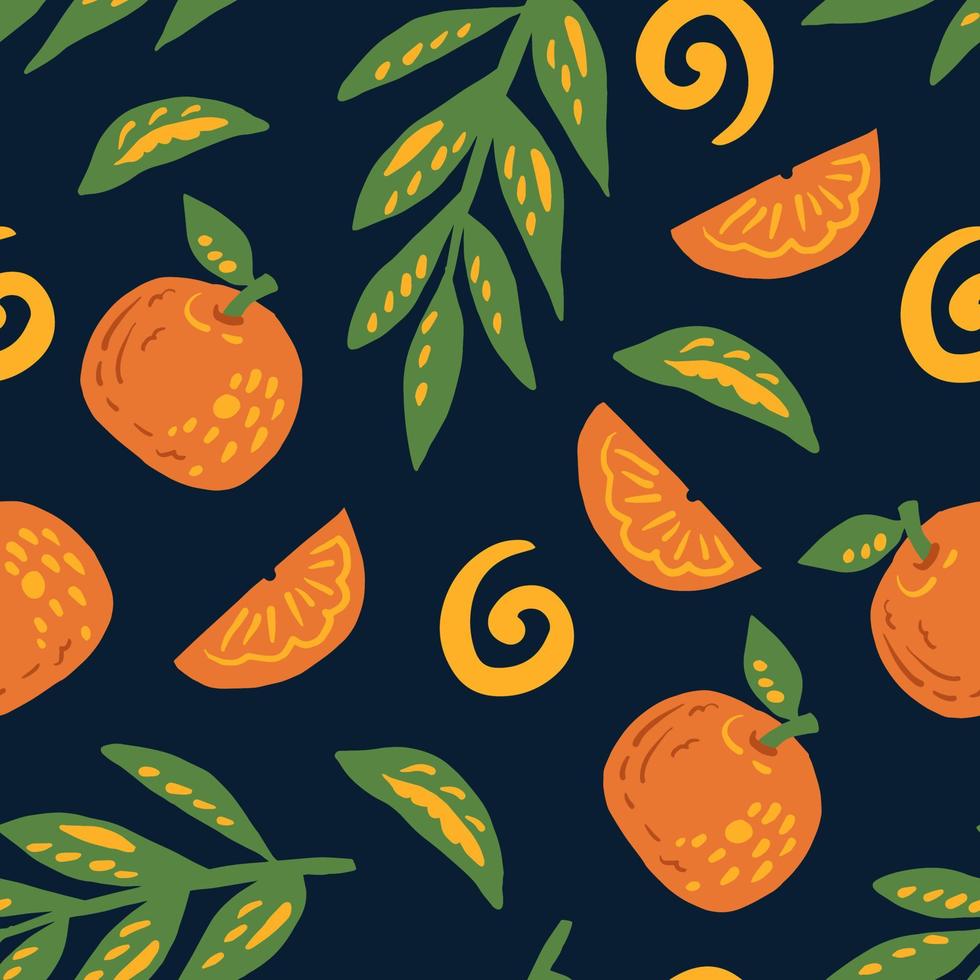 Tropical seamless background with repeat falling citrus vector