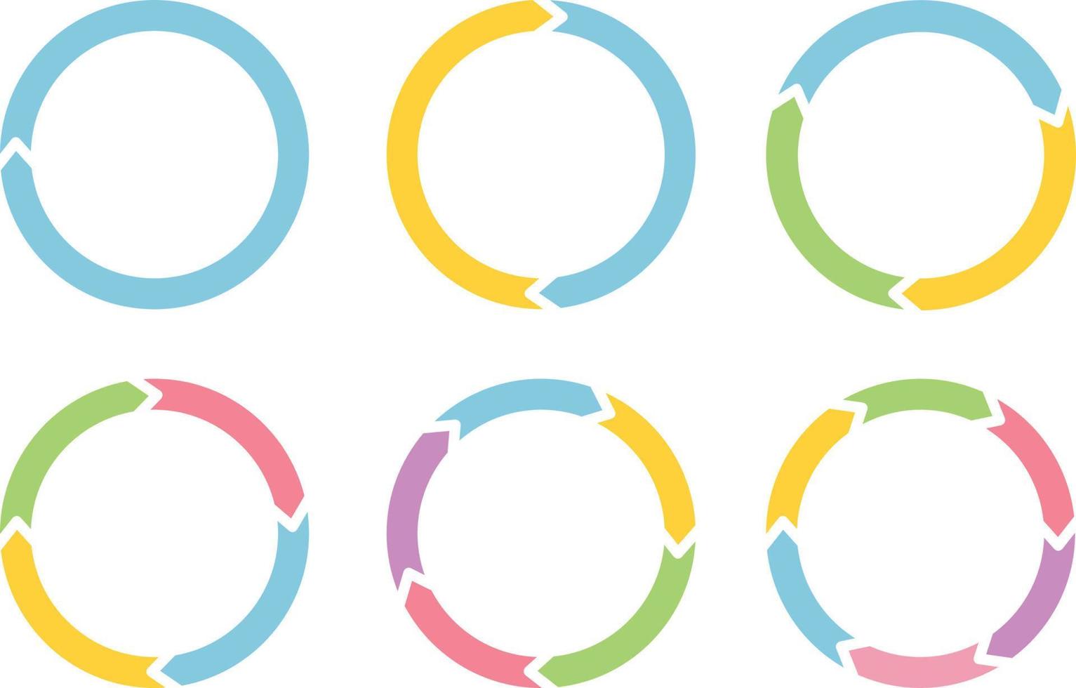 conjunto de flechas de círculo de colores aislar sobre fondo blanco. vector