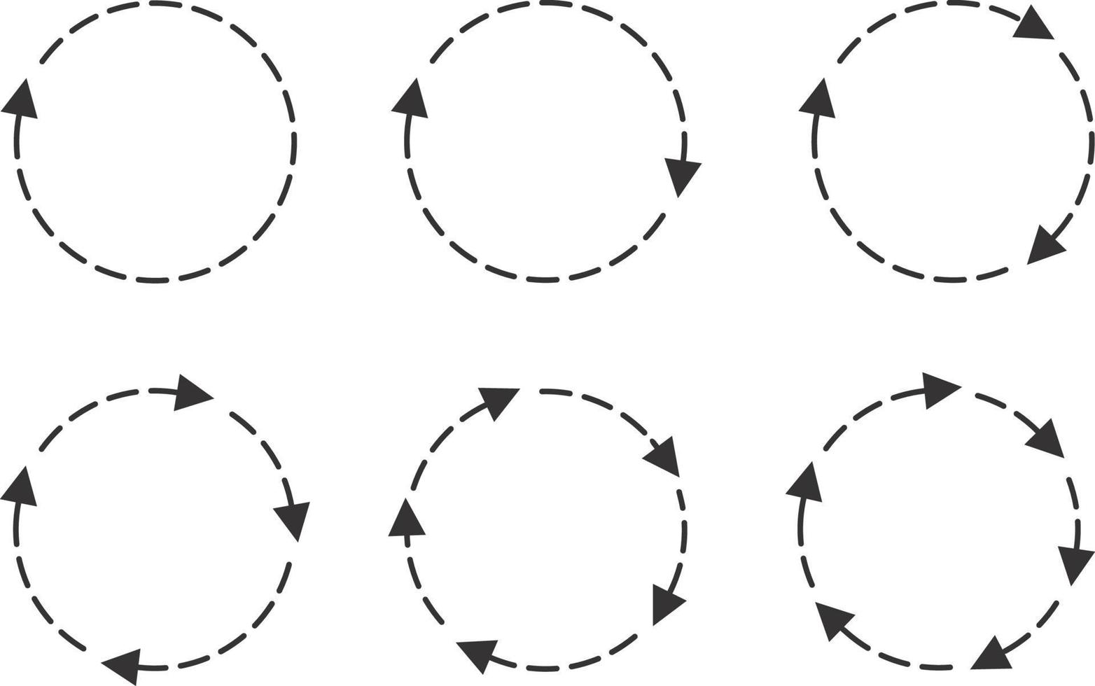 las flechas circulares establecen aislar sobre fondo blanco. vector
