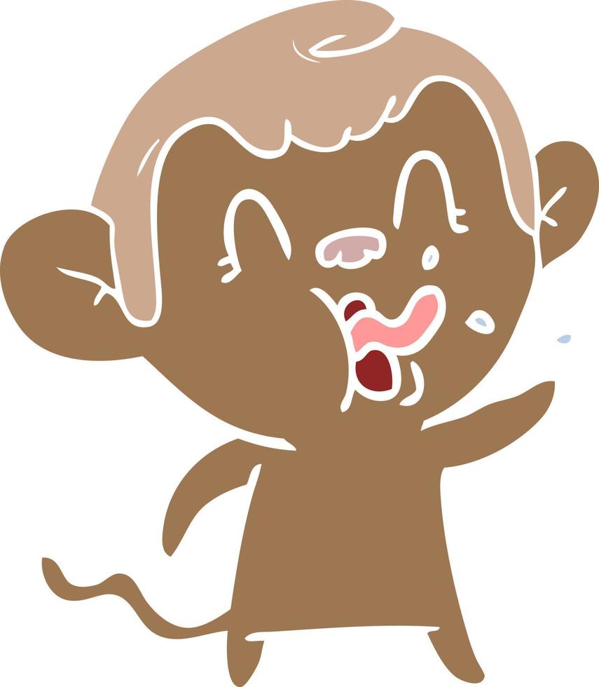 crazy flat color style cartoon monkey vector
