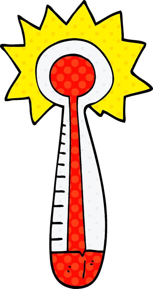 cartoon doodle hot thermometer vector