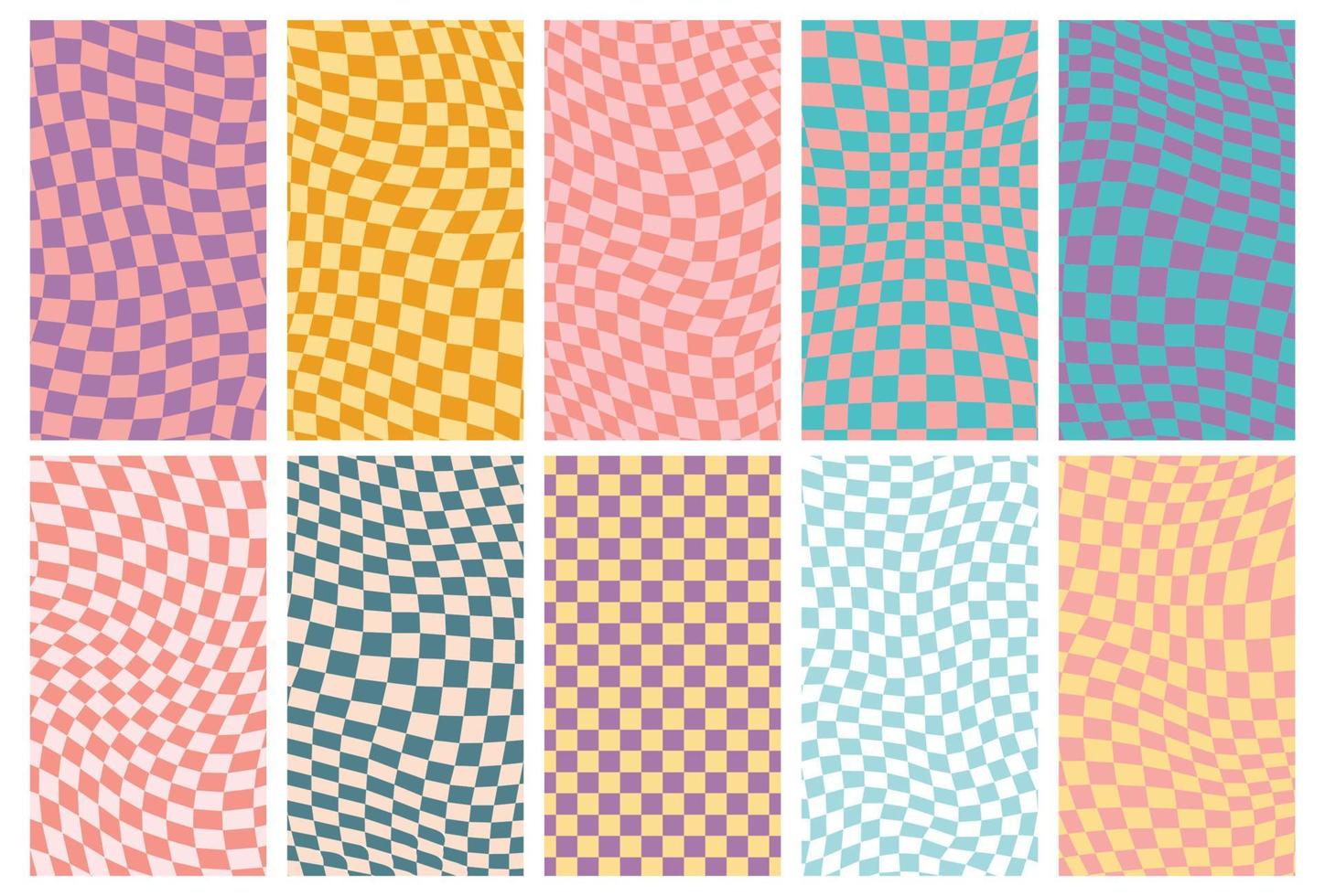 Groovy retro pattern background in psychedelic checkered backdrop style. A chessboard in a minimalist abstract design with a 60s 70s aesthetic vibe. hippie style y2k. funky print vector illustration
