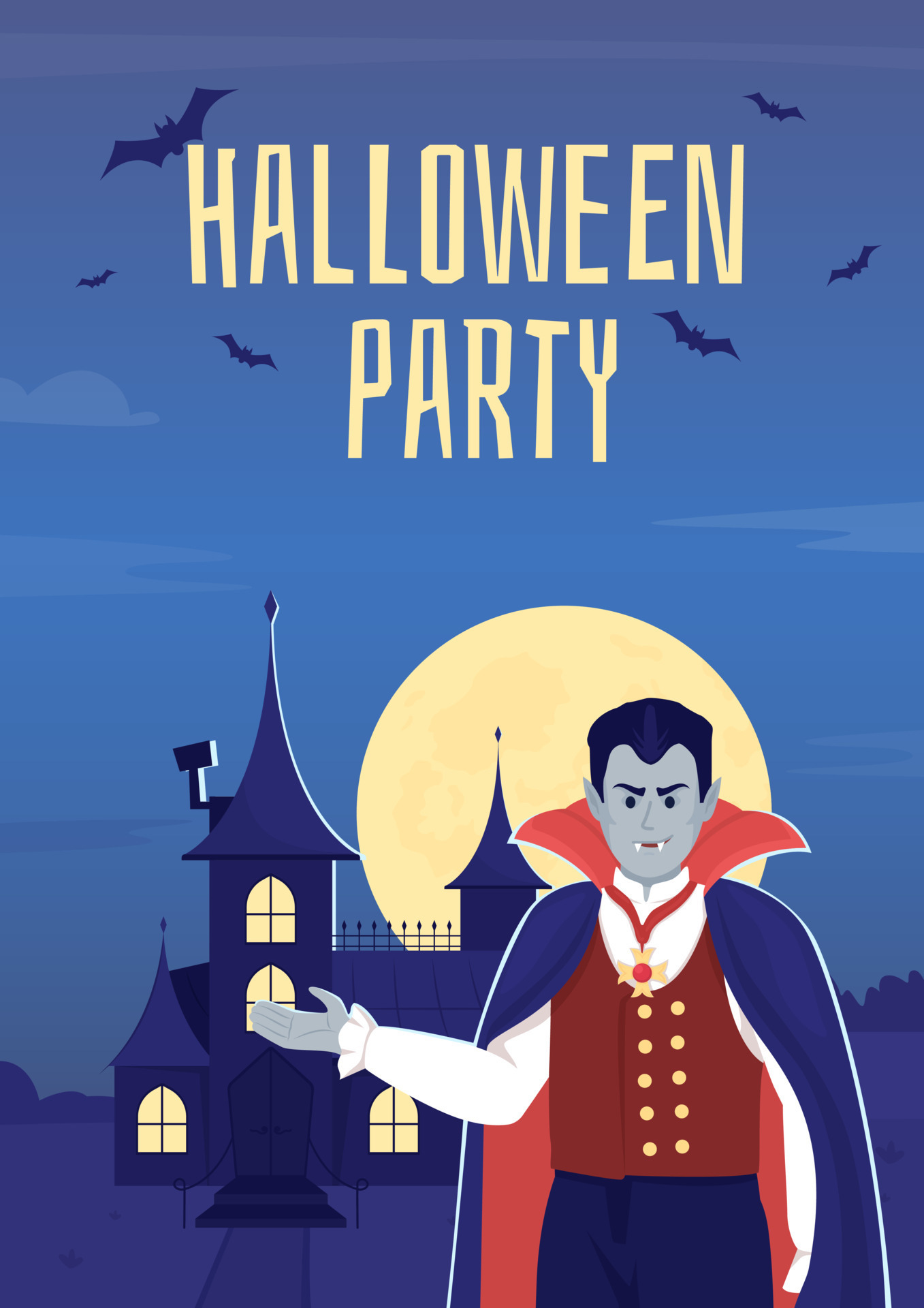 Cartoon vampire with a castle in background Vector Image