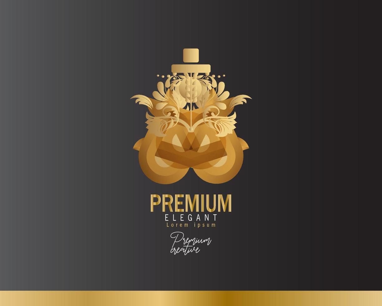 Luxury perfume logo with bottle design and business vector