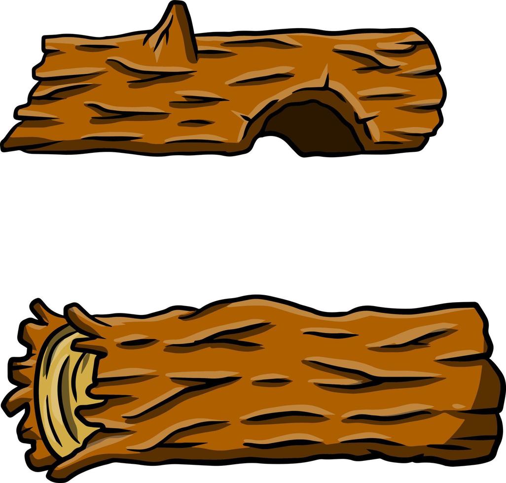 Brown log. Building wood material. Natural element. Environment of forest. vector