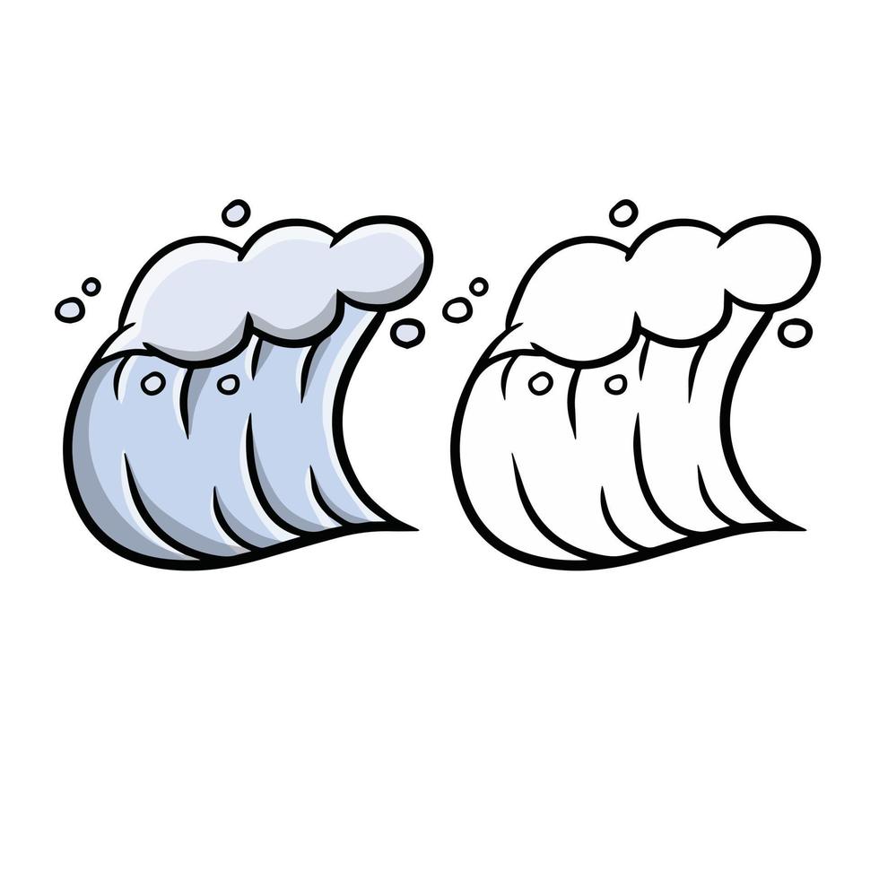 Wave. Sea water. Blue Logo Splash and flow. Cartoon and sketch illustration isolated on white. Storm and the nature of the ocean vector