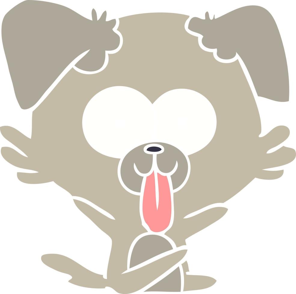 flat color style cartoon dog with tongue sticking out vector
