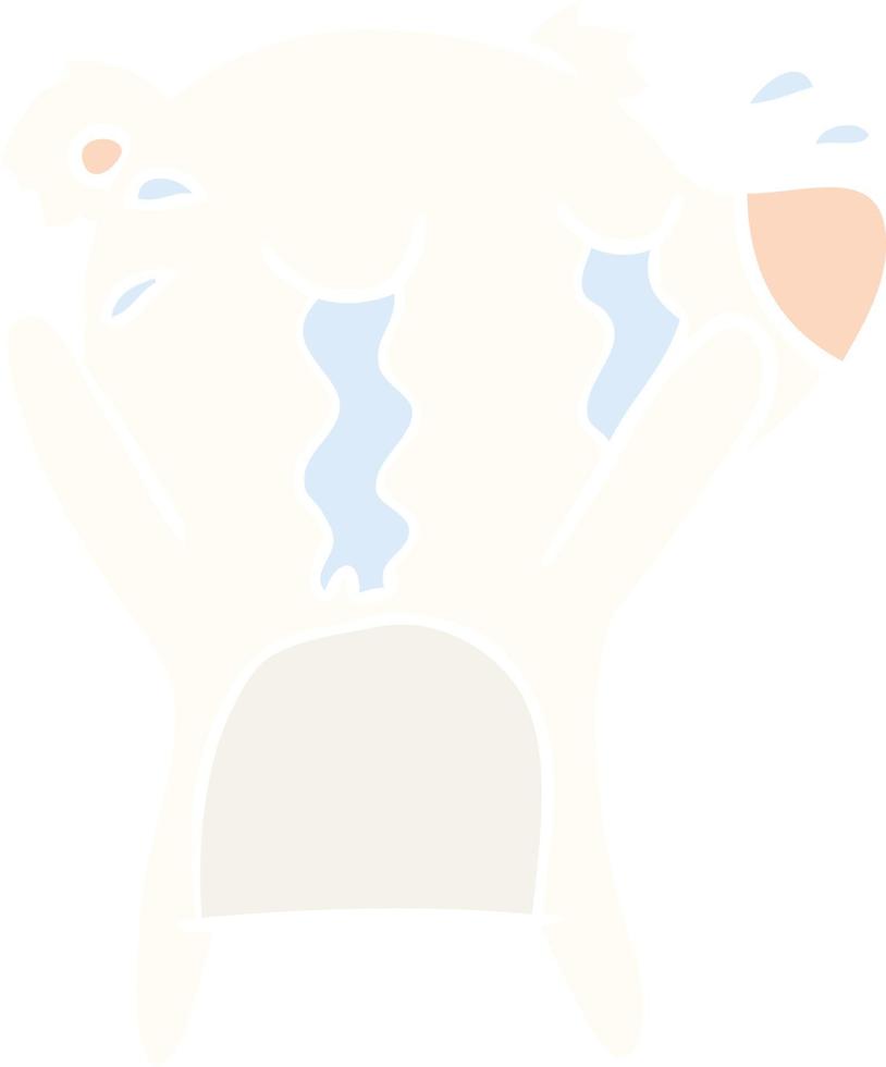 flat color style cartoon crying polar bear vector