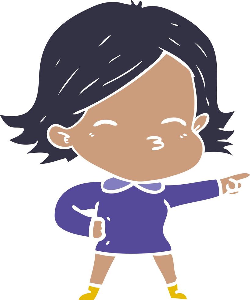 flat color style cartoon woman pointing vector