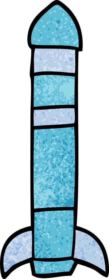 cartoon doodle tall rocket vector