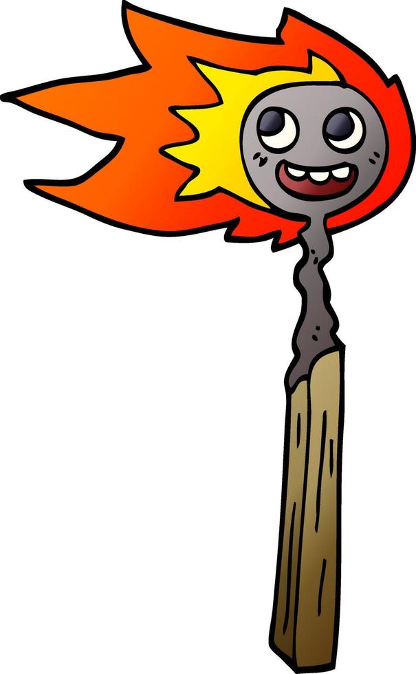 cartoon doodle burnt match vector