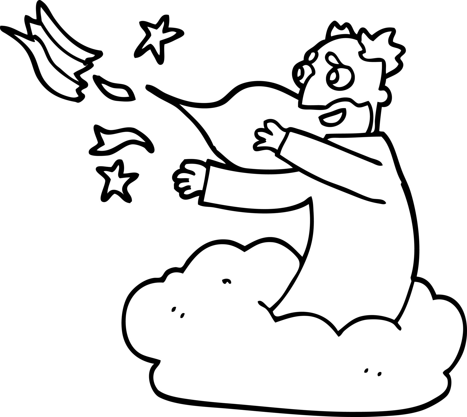 line drawing cartoon god on cloud 12143224 Vector Art at Vecteezy