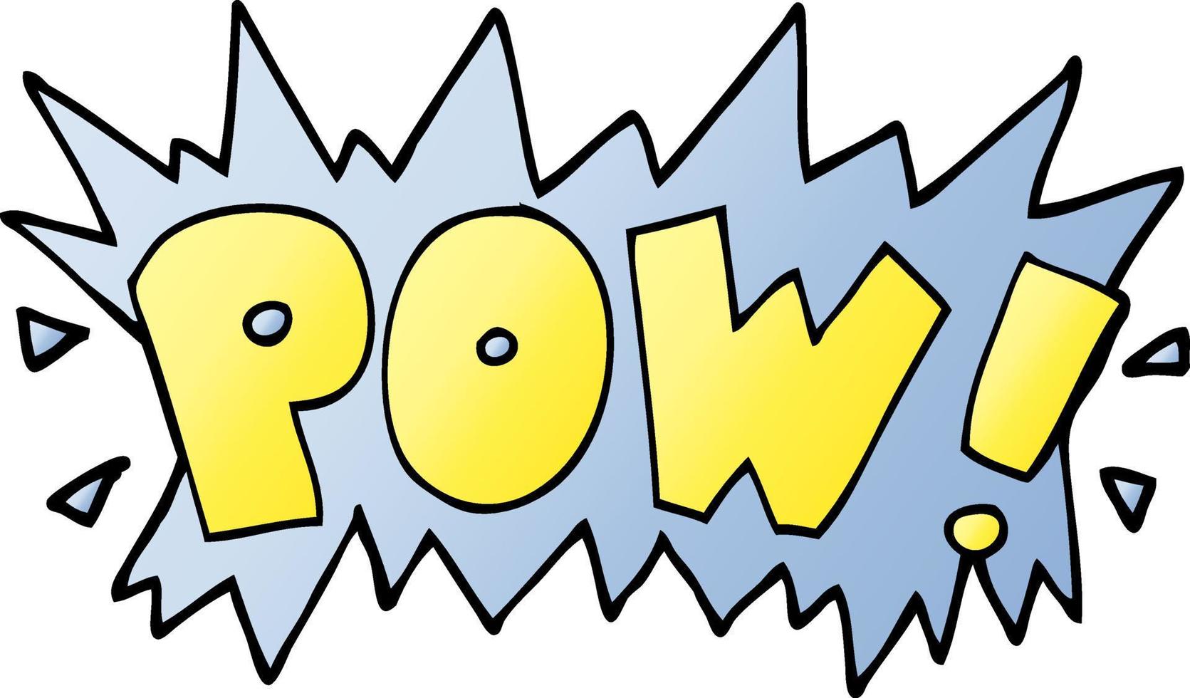 cartoon doodle word pow vector