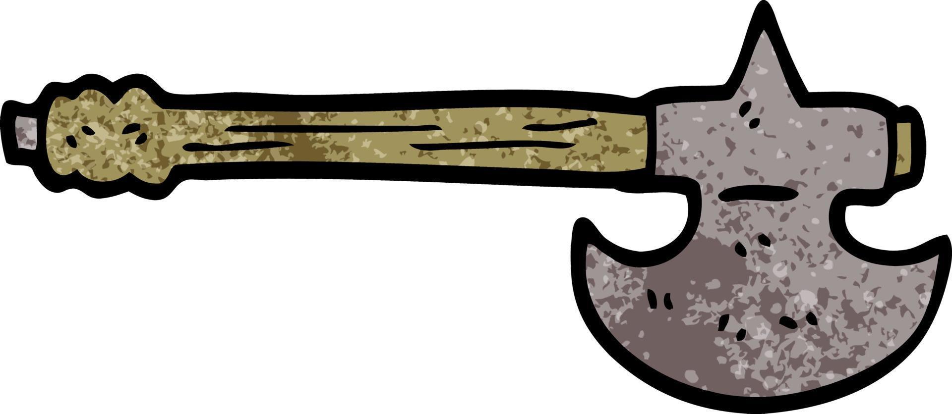 cartoon doodle medieval axe vector