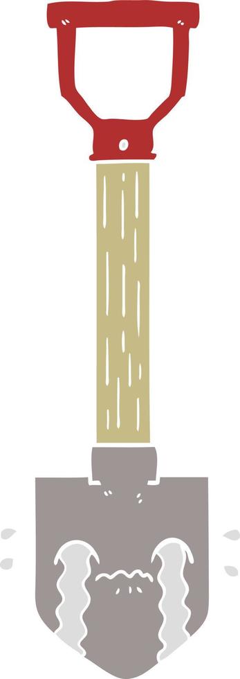 flat color style cartoon crying shovel vector