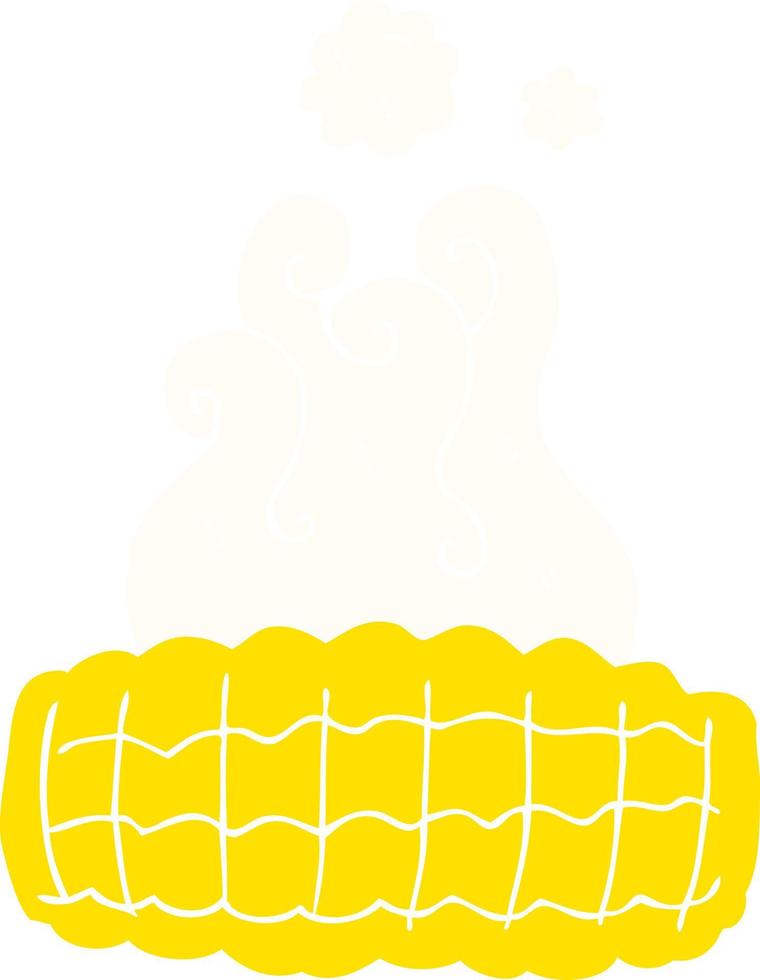 flat color illustration of a cartoon corn cob vector