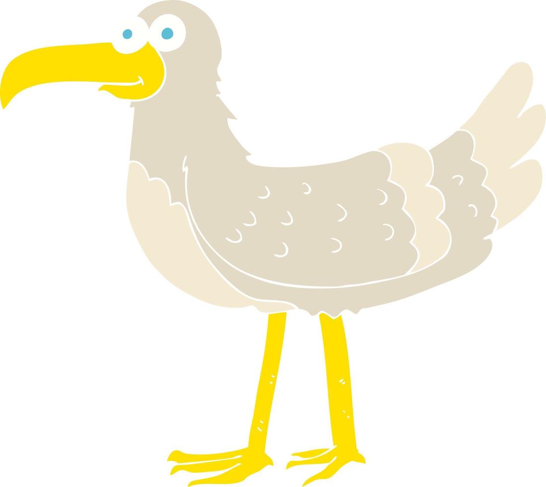 flat color illustration of a cartoon seagull vector