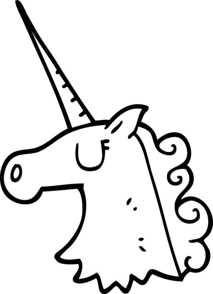 line drawing cartoon pretty unicorn vector