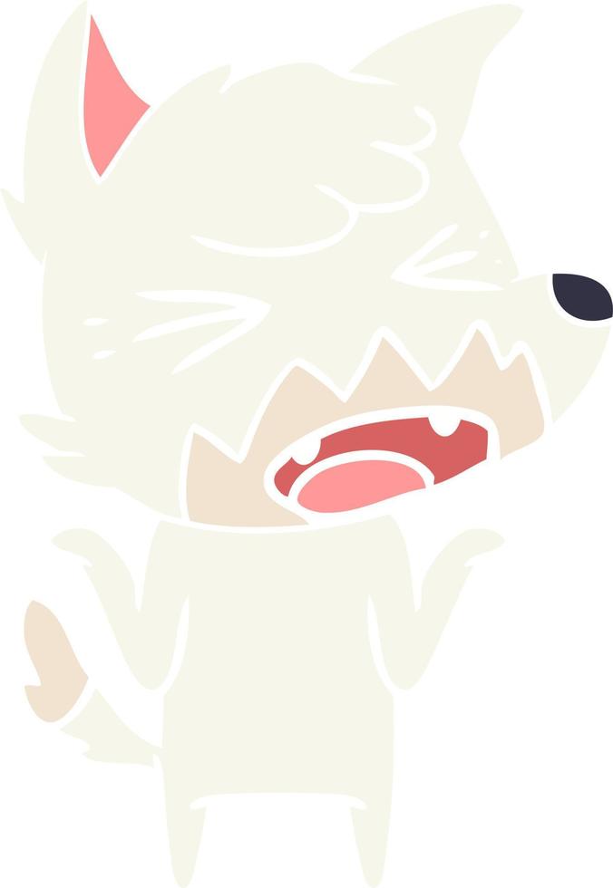 angry flat color style cartoon fox vector