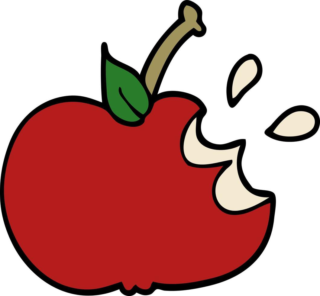 cartoon doodle juicy bitten apple vector