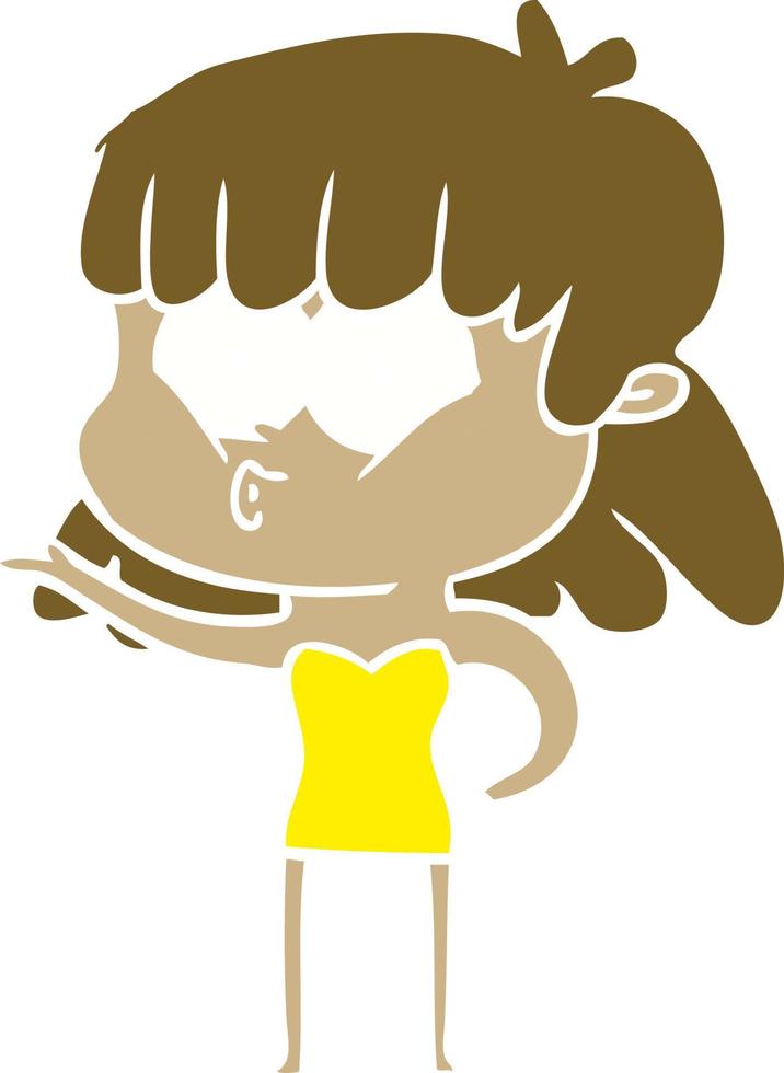 flat color style cartoon whistling girl vector