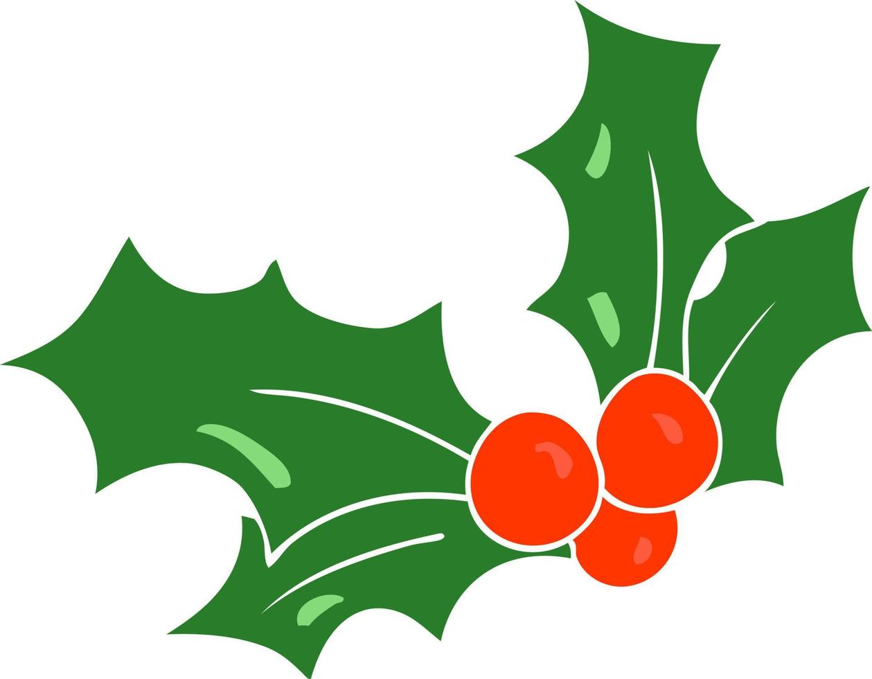 flat color illustration of a cartoon christmas holly vector