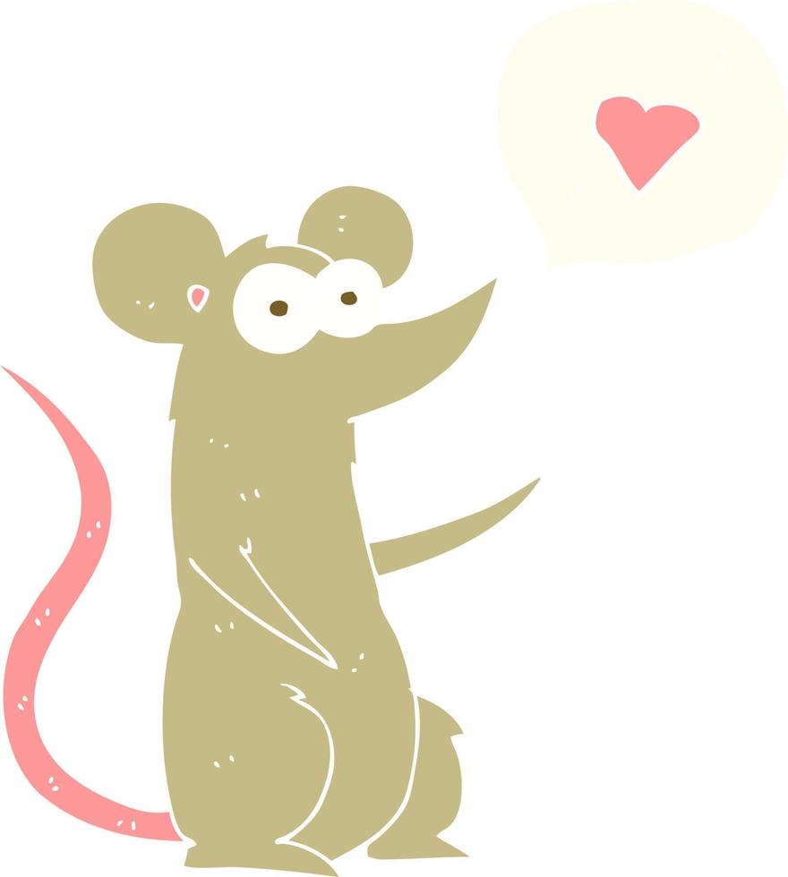ilustración de color plano de un ratón de dibujos animados enamorado vector