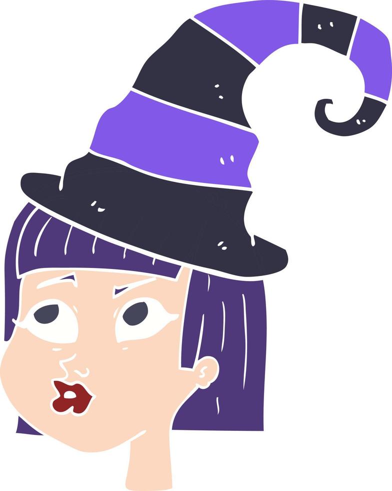 flat color illustration of a cartoon witch vector