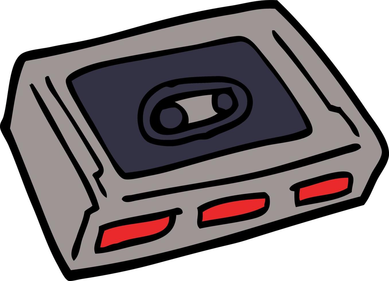 cartoon doodle cassette tape deck vector