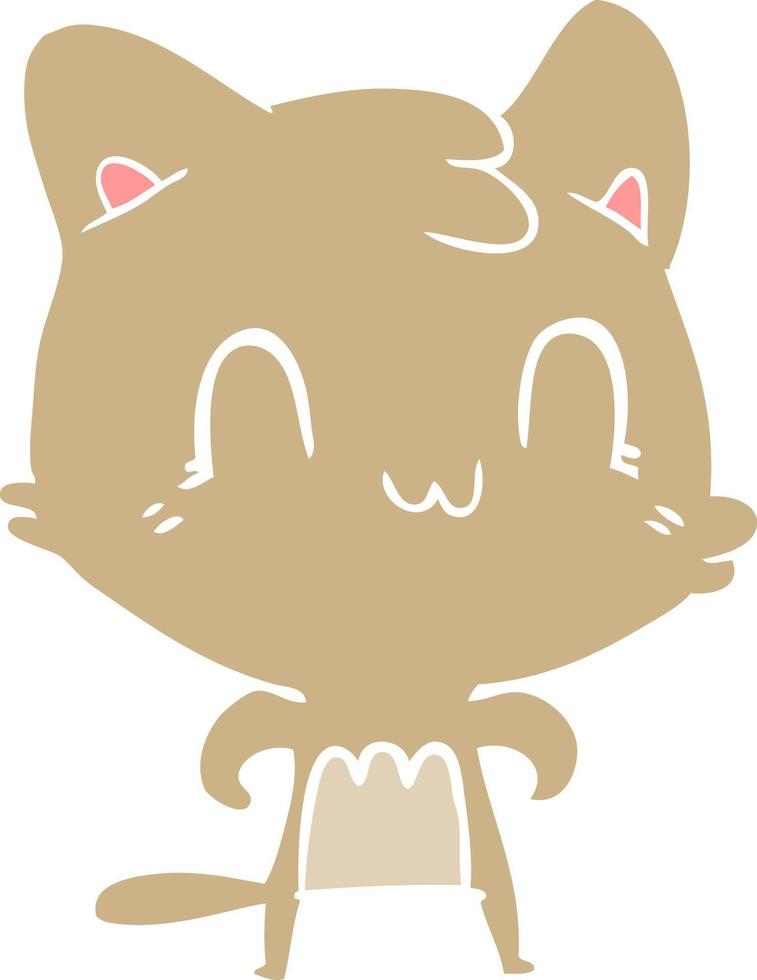 gato feliz de dibujos animados de estilo de color plano vector