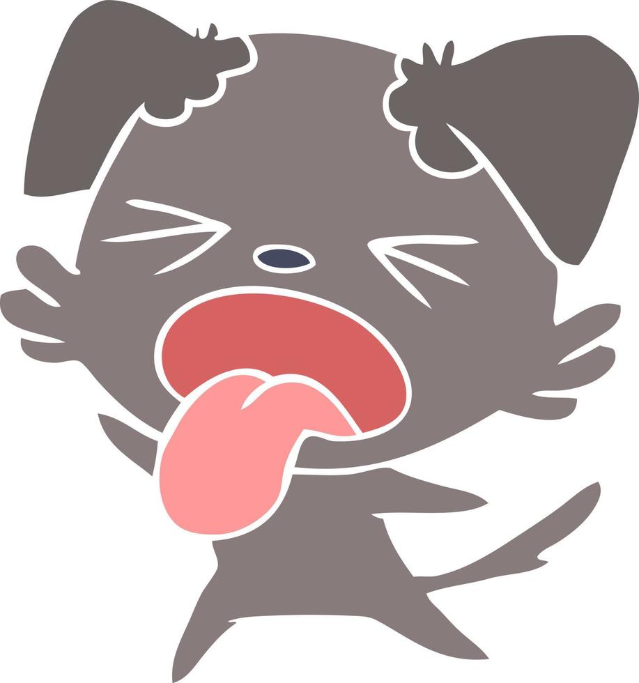 flat color style cartoon disgusted dog vector