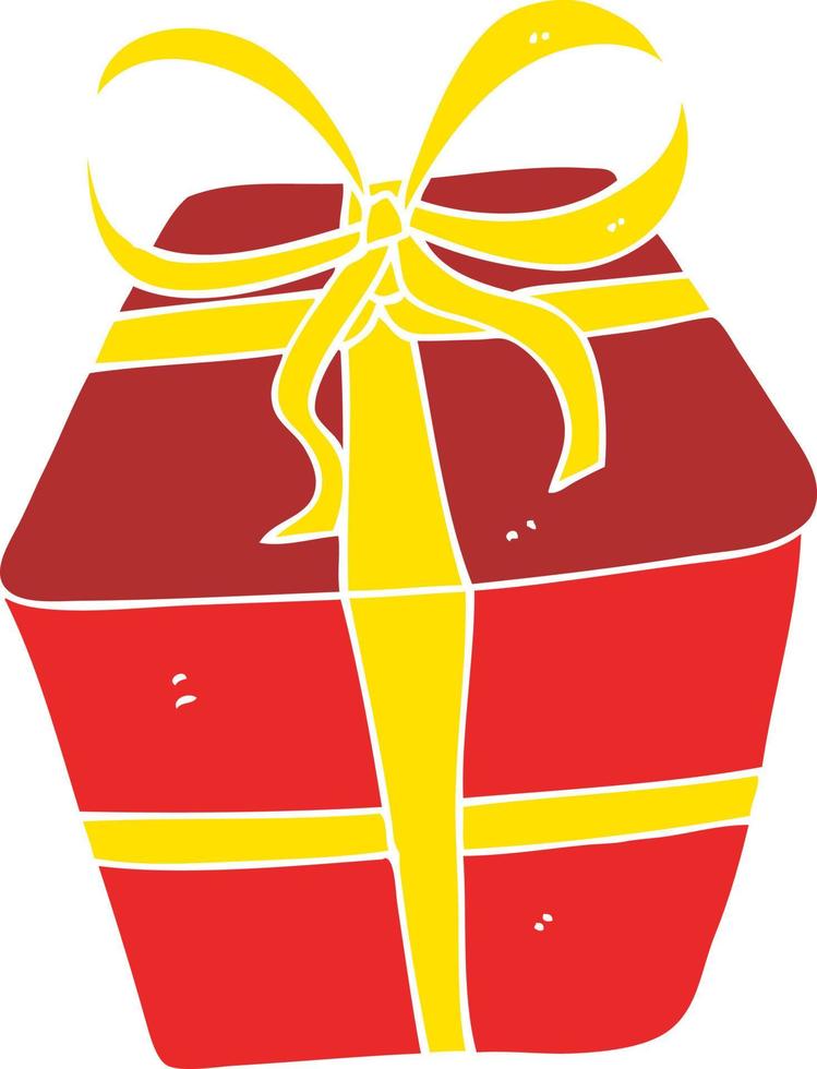 flat color illustration of a cartoon wrapped present vector