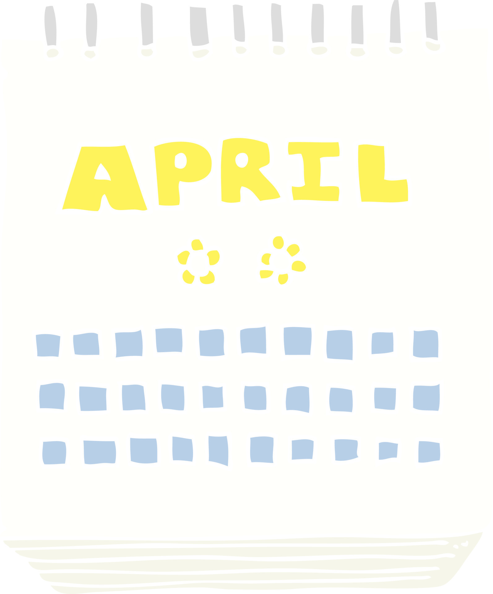 flat color illustration of calendar showing month of April 12143516