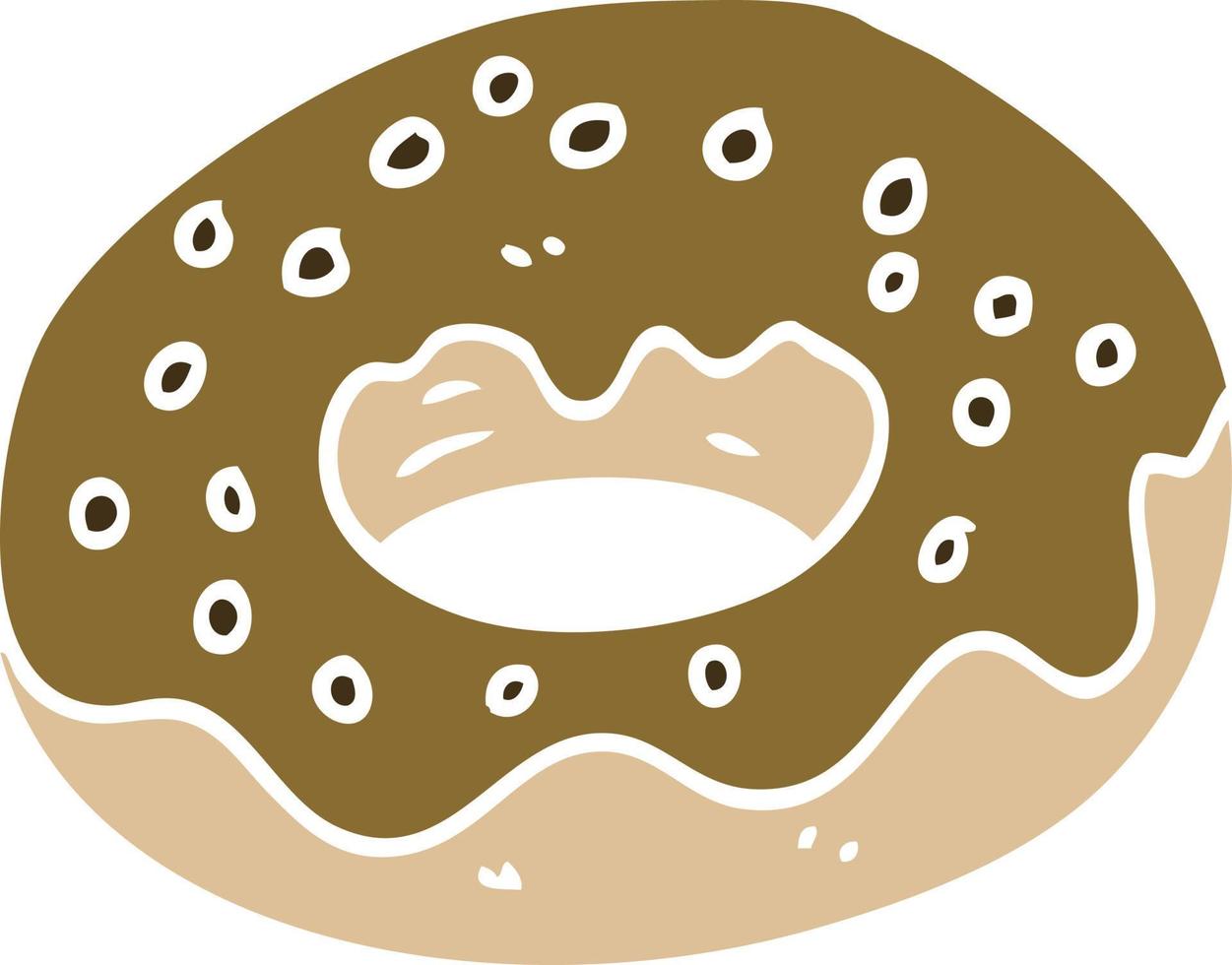 cartoon doodle chocolate coated donut vector