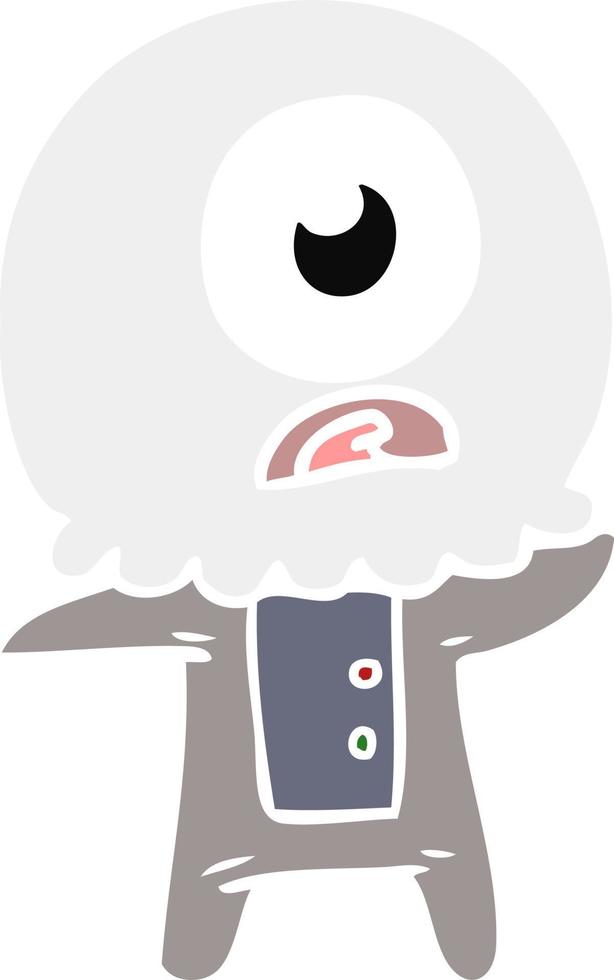 flat color style cartoon cyclops alien spaceman vector