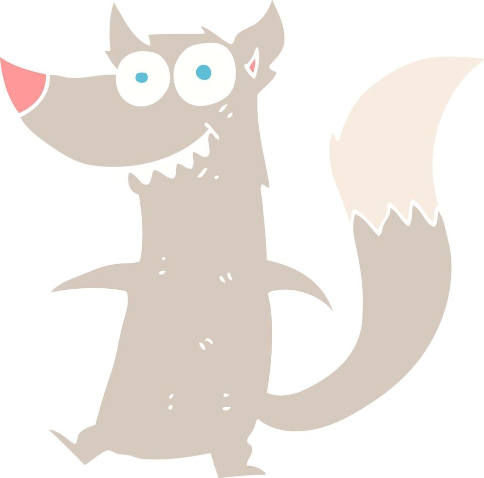 flat color illustration of a cartoon little wolf vector