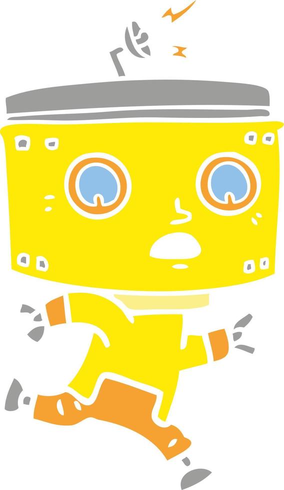 flat color style cartoon robot running vector