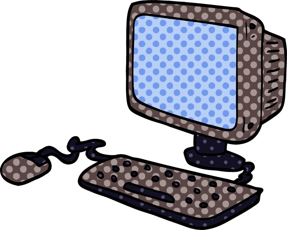 cartoon doodle office computer vector