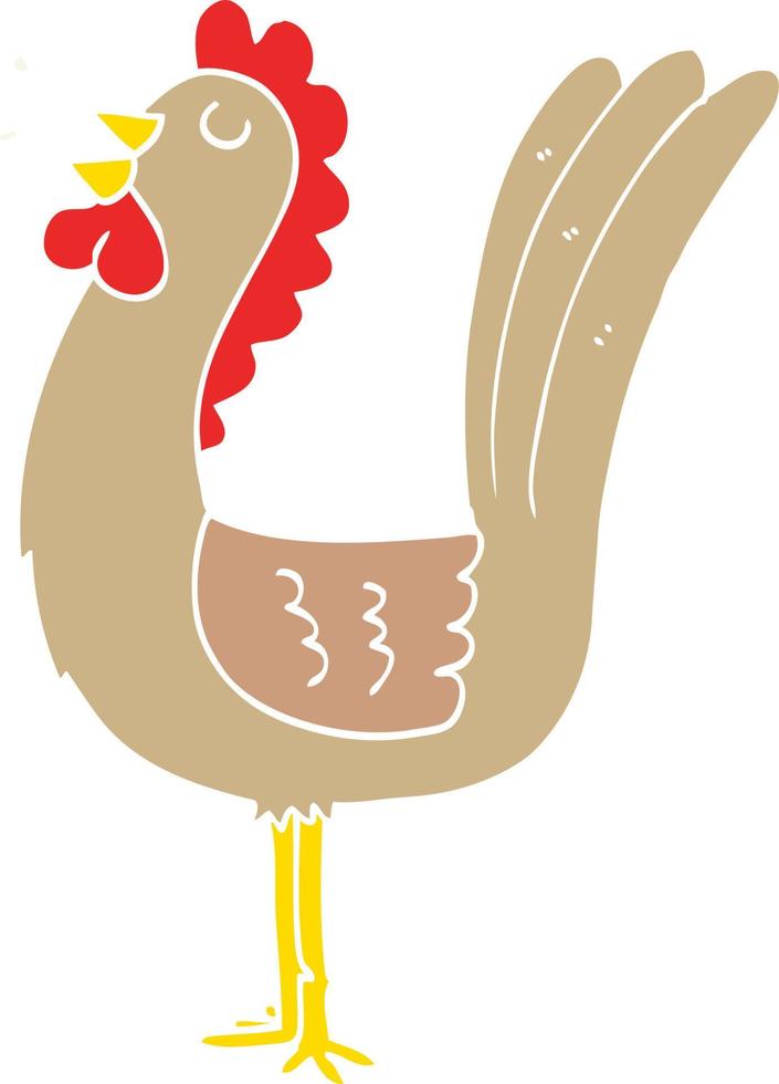 gallo de dibujos animados de estilo de color plano vector