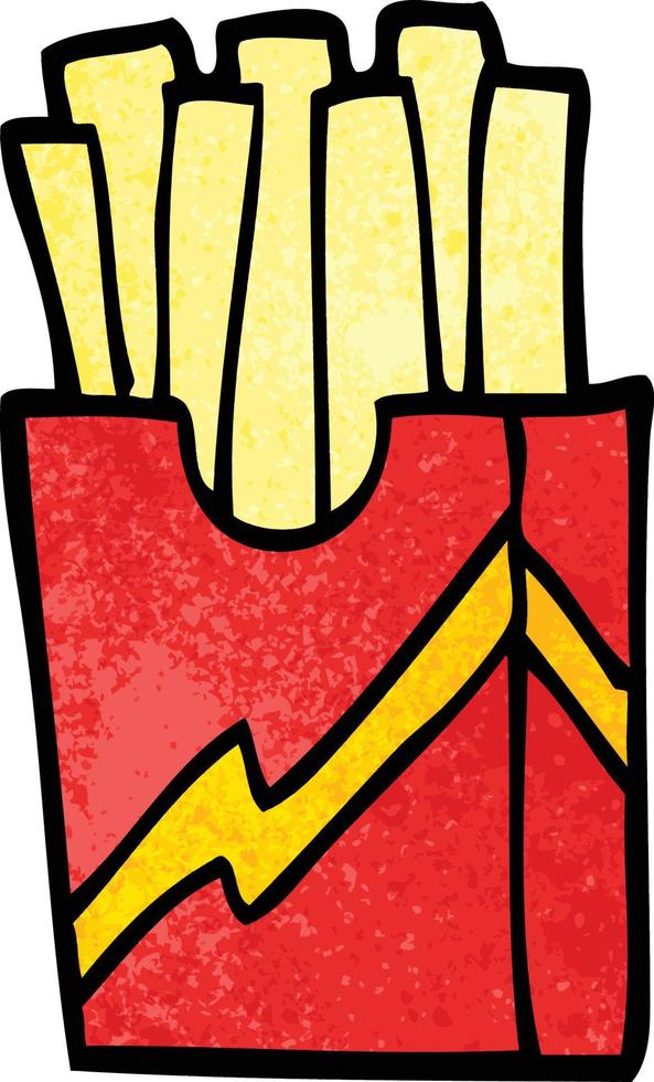cartoon doodle fast food fries vector