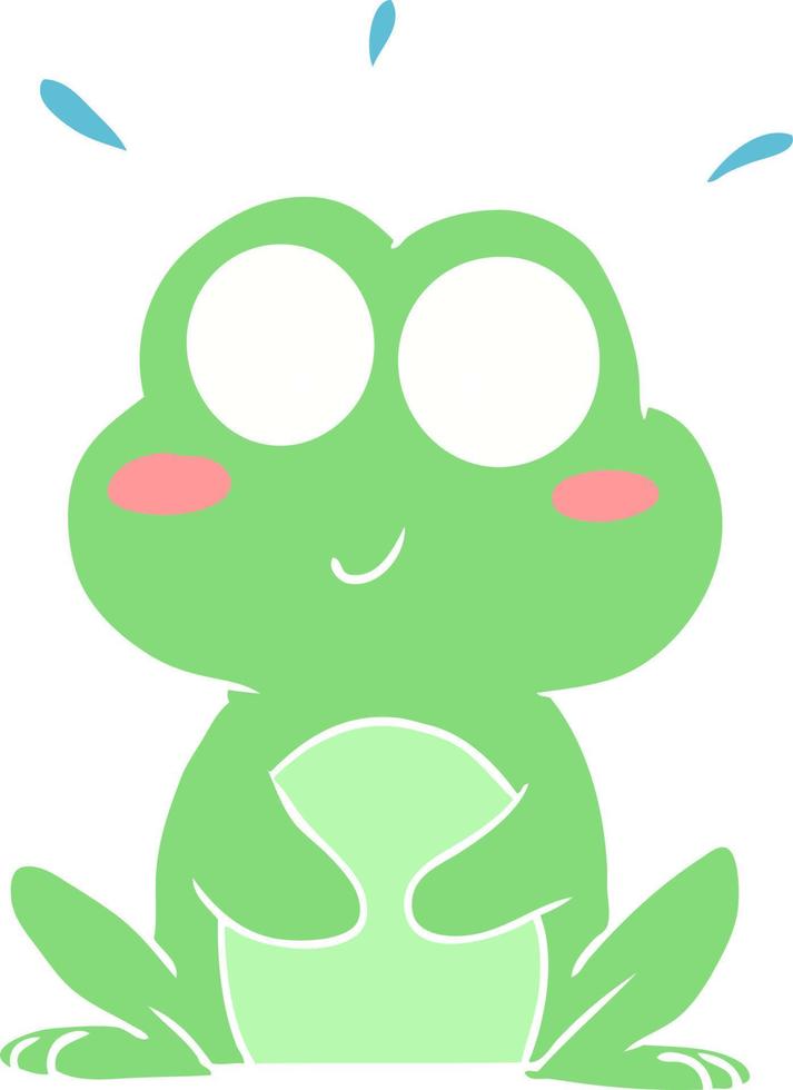 cute flat color style cartoon frog vector