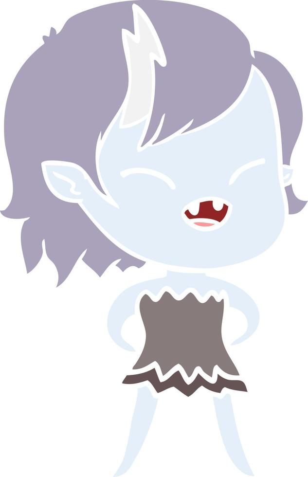 flat color style cartoon laughing vampire girl vector