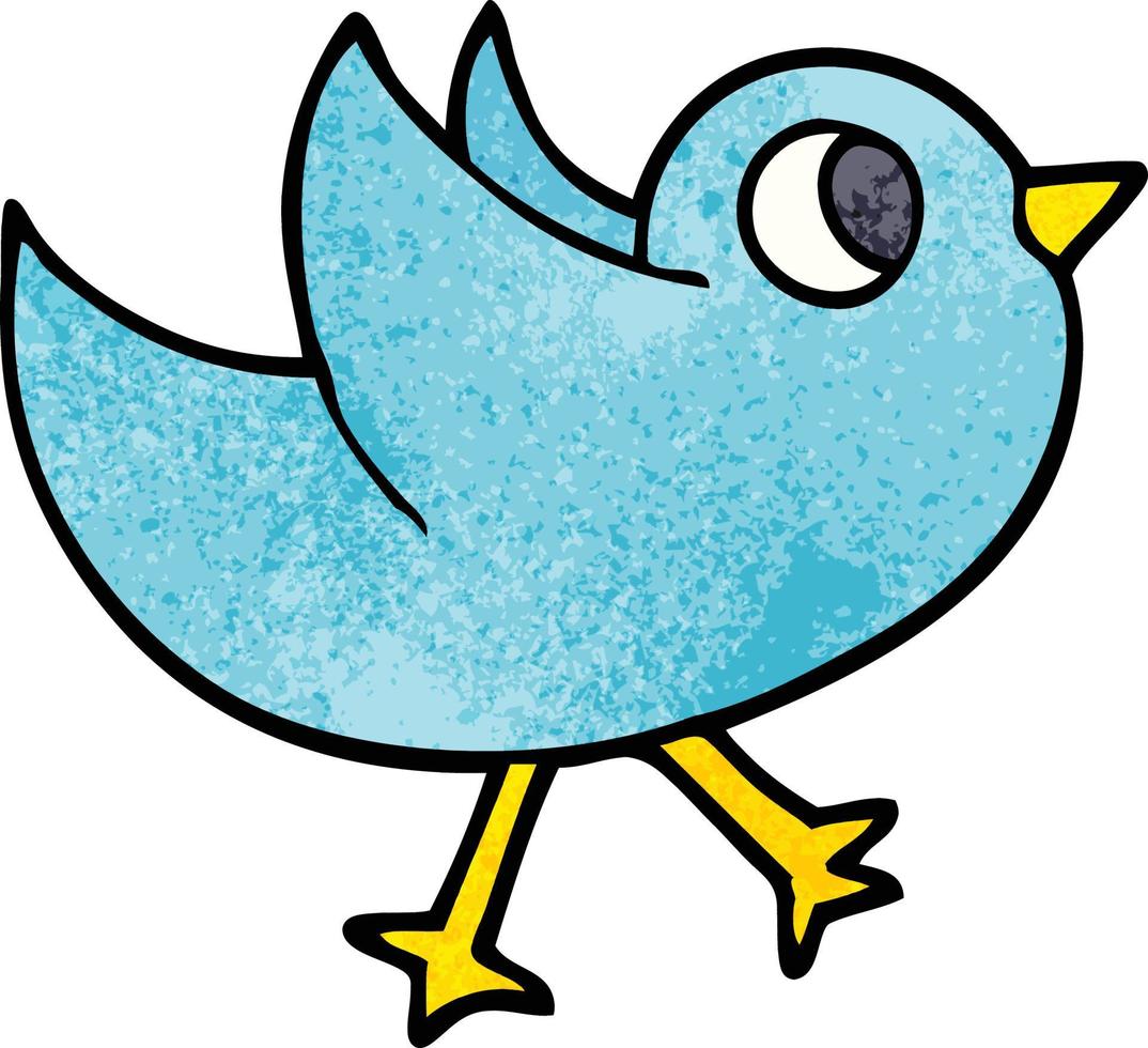 cartoon doodle bird flapping wings vector