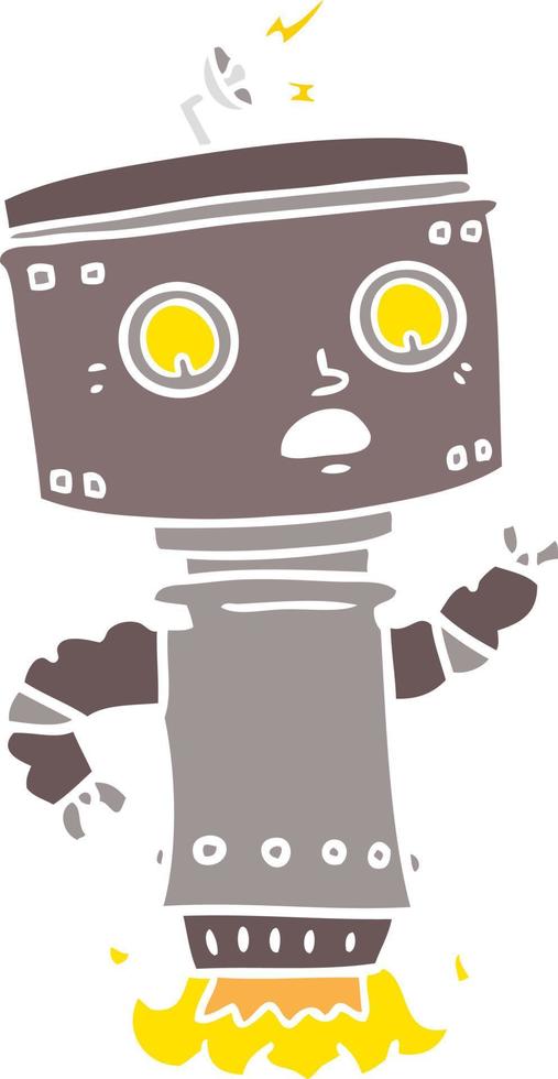 flat color style cartoon robot hovering vector