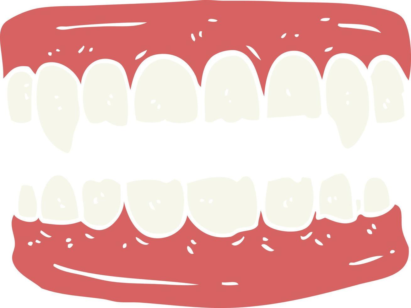 dientes de vampiro de dibujos animados de estilo de color plano vector