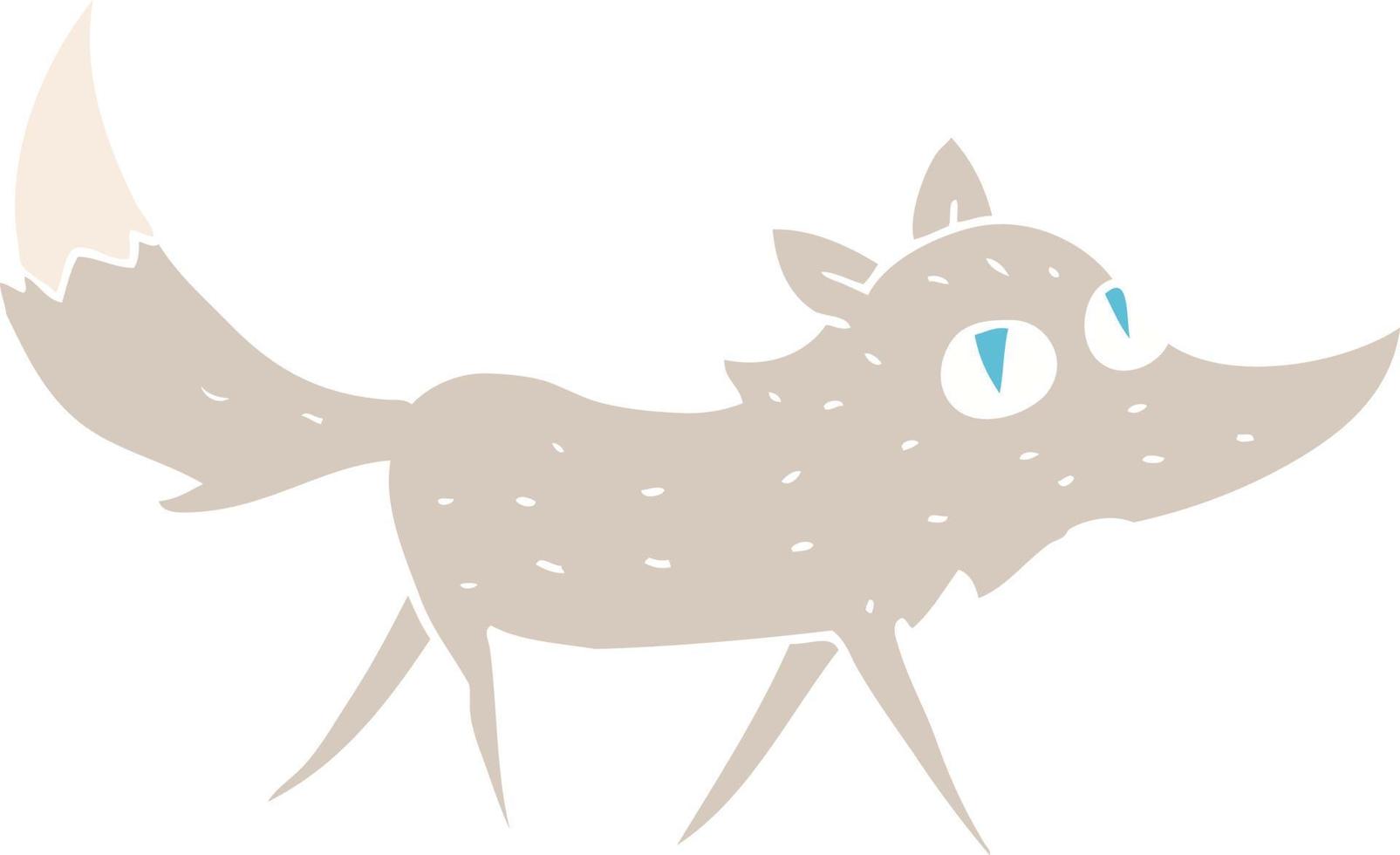 flat color illustration of little wolf vector