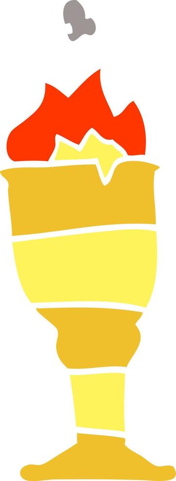 cartoon doodle flaming golden cup vector